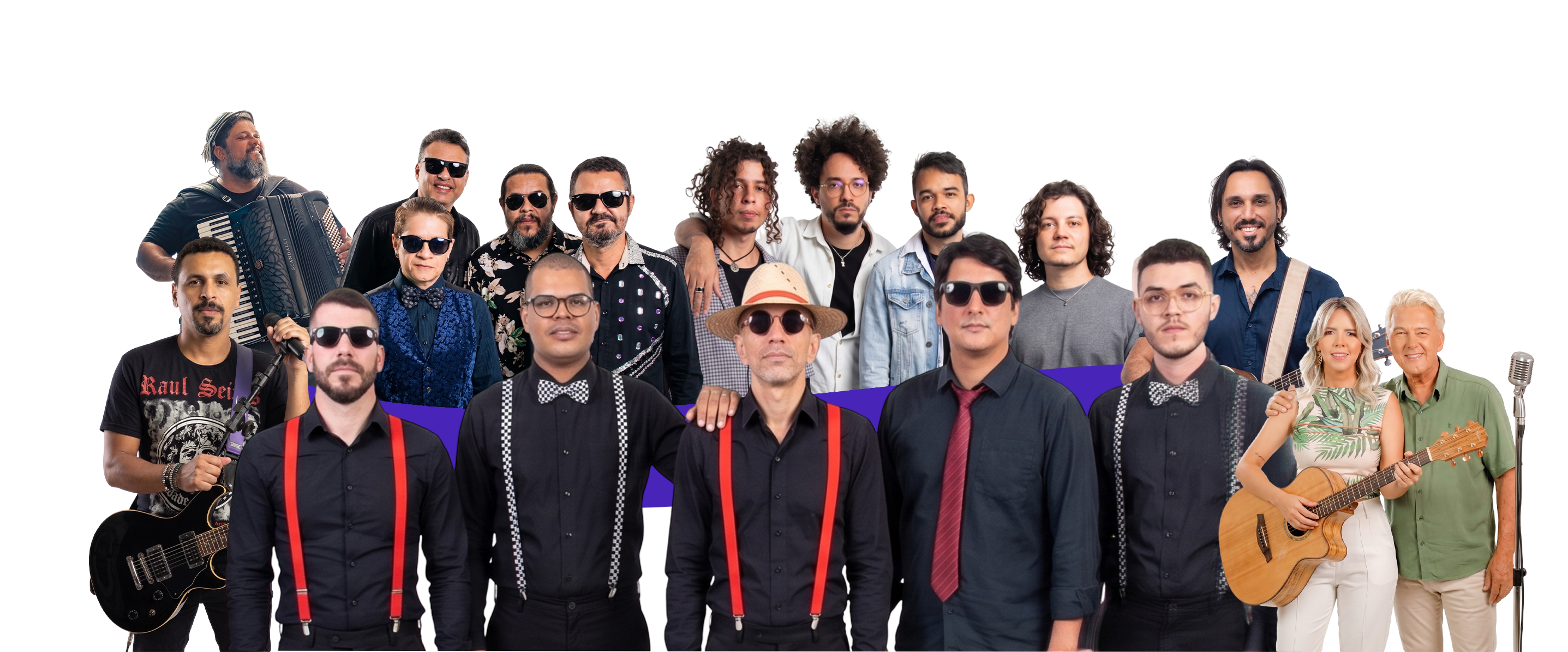 Montagem com os artistas do Festival de Inverno das Serras